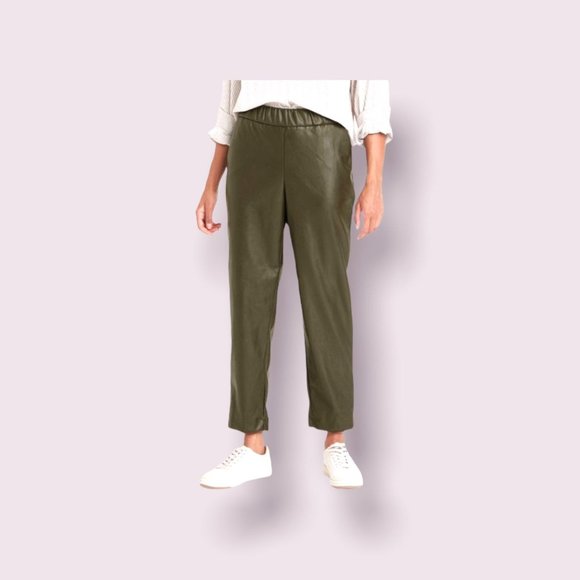 Medium Women's High-Rise Faux Leather Tapered Ankle Pull-On Pants a new day NWT - Picture 3 of 5